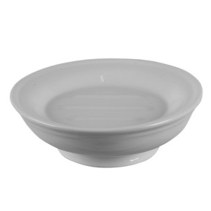 Bílá porcelánová kulatá miska na mýdlo - Ø 14*5 cm