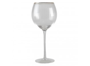 Sklenice na víno s vroubkováním a zlatou linkou Pim - Ø10*22 cm / 500ml