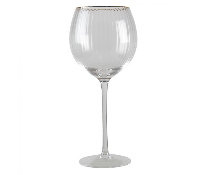 Sklenice na víno se zlatou linkou - Ø10*22 cm / 500ml Clayre & Eef