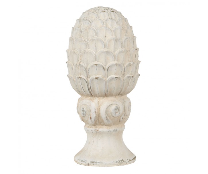 Béžová dekorace šiška na podstavci Pine - Ø 10*18 cm Clayre & Eef
