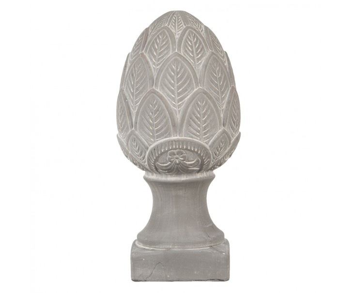 Šedá dekorace šiška na podstavci Pine L - Ø16*33 cm Clayre & Eef