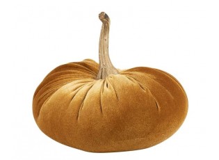 Oranžová sametová dekorativní dýně Pumpkin S - 19*20*19cm