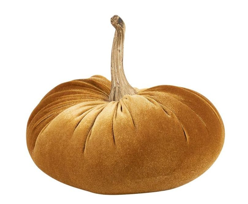 Oranžová sametová dekorativní dýně Pumpkin S - 19*20*19cm