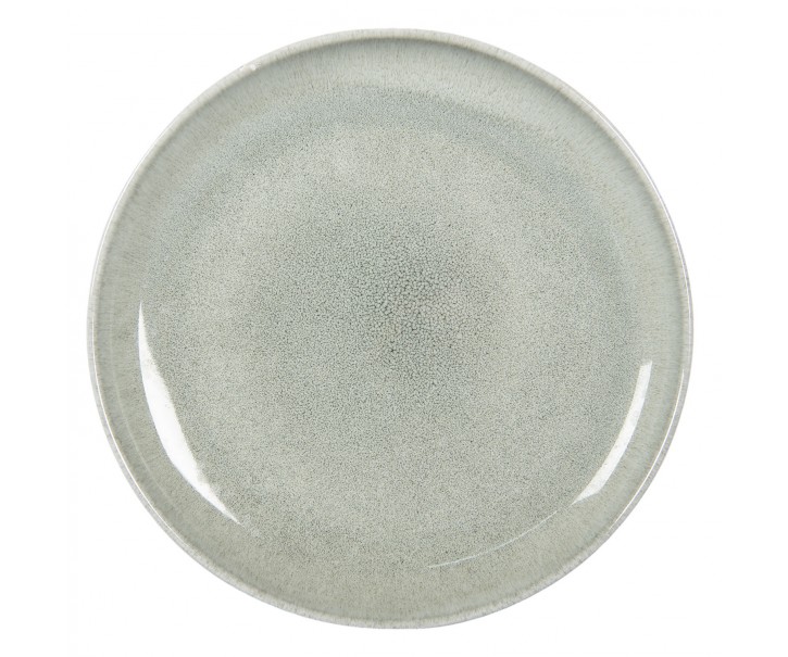 Zeleno-šedý keramický talíř Kasey - Ø 28*3 cm Clayre & Eef