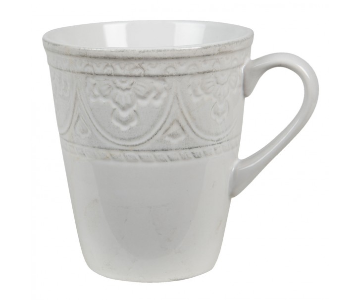 Krémový hrneček se vzorem - 13*10*12 cm / 450 ml Clayre & Eef