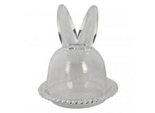 Skleněný podnos s poklopem a oušky Rabbit - Ø 14*16 cm