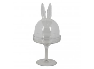 Skleněný podnos na noze s poklopem a oušky - Ø 11*24 cm