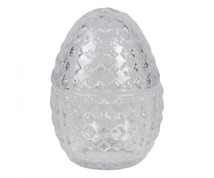 Skleněná dóza na bonbóny ve tvaru vajíčka - Ø 9*12 cm Clayre & Eef