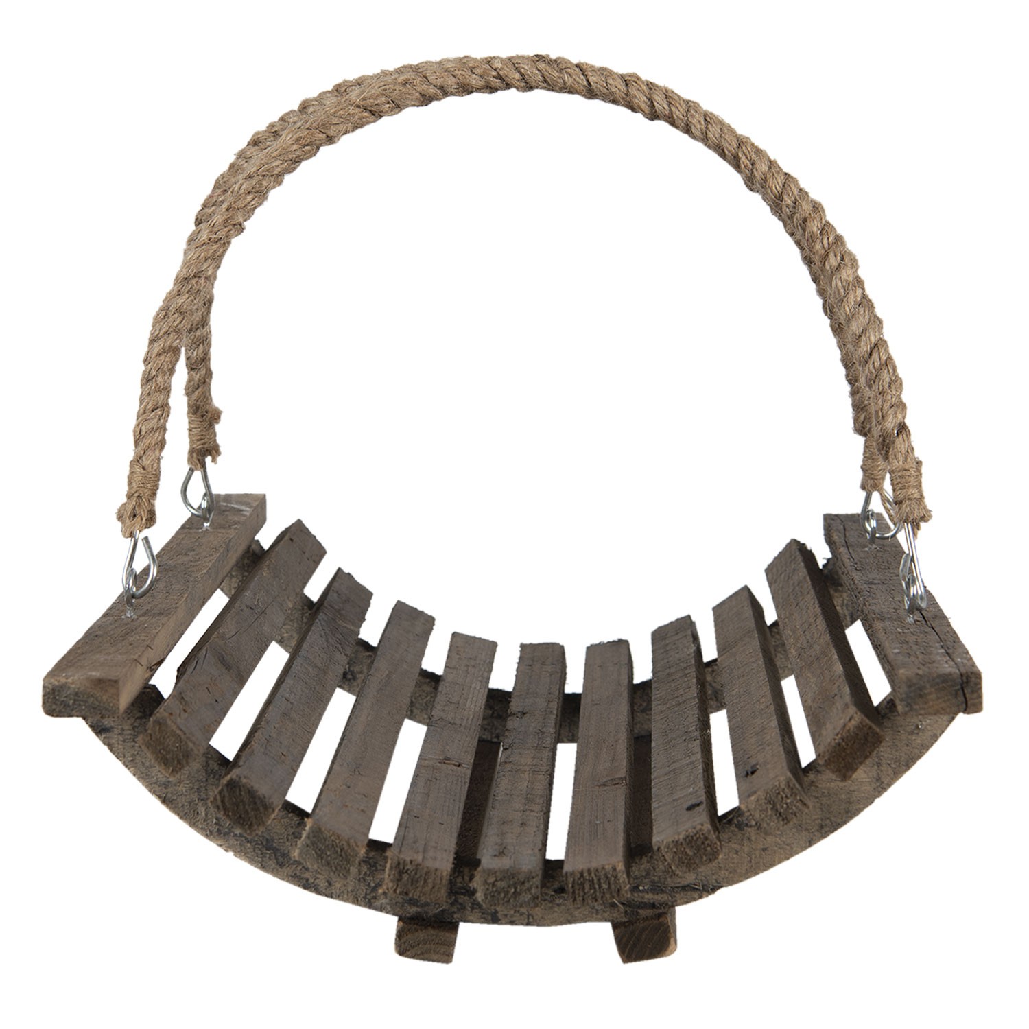 Dřevěný půlkruhový košík s jutovými uchy - 40*29*10 cm Clayre & Eef Dřevěný půlkruhový košík s jutovými uchy - 40*29*10 cm Clayre & Eef