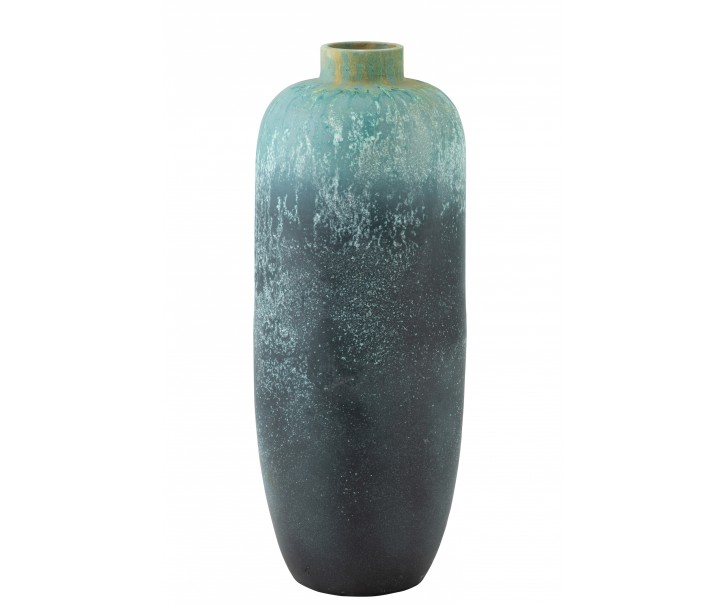 Azurová keramická dekorační váza Vintage - Ø 35*93cm J-Line by Jolipa