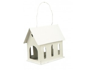 Krémový antik kovový domek na svíčku ClairBlanc - 12*7*11cm