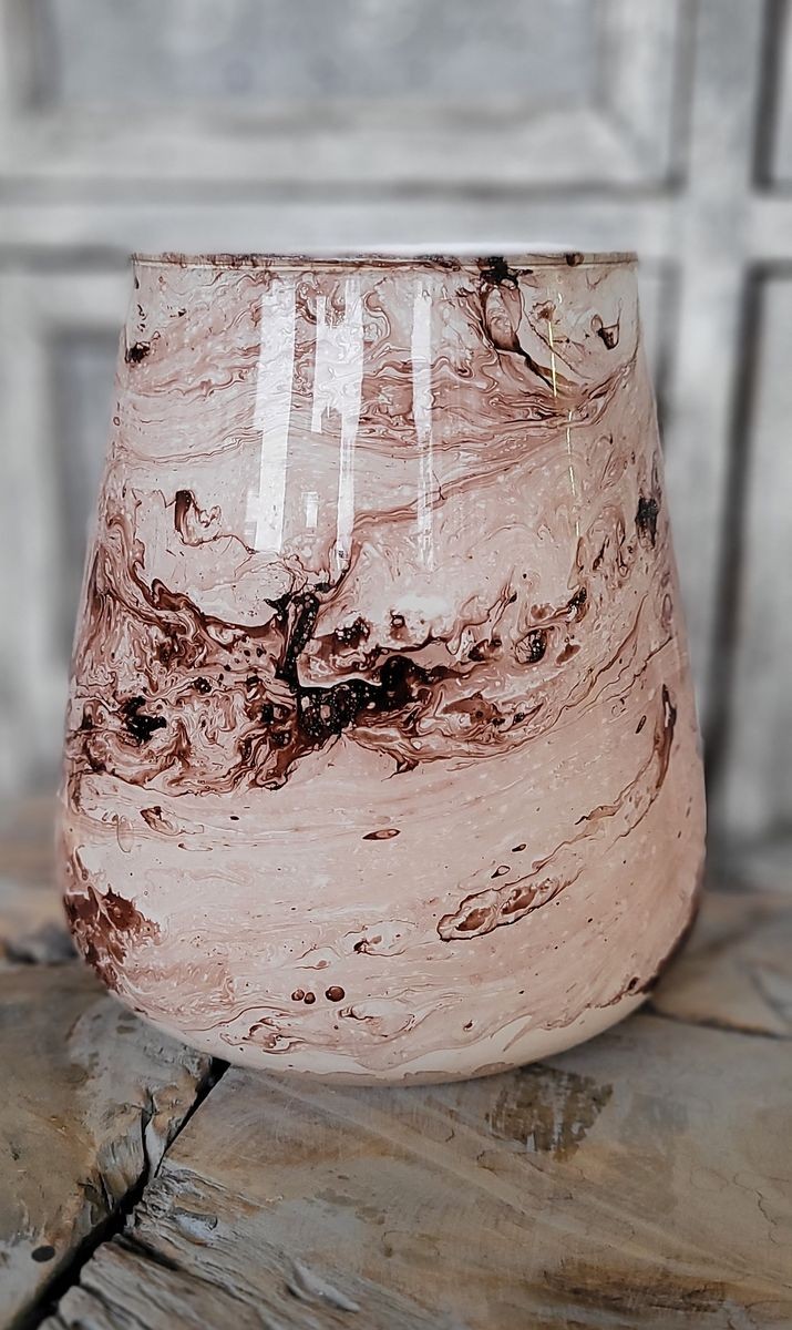 Veliký růžový mramorovaný skleněný svícen Valey – Ø 15*16 cm Light & Living Veliký růžový mramorovaný skleněný svícen Valey – Ø 15*16 cm Light & Living