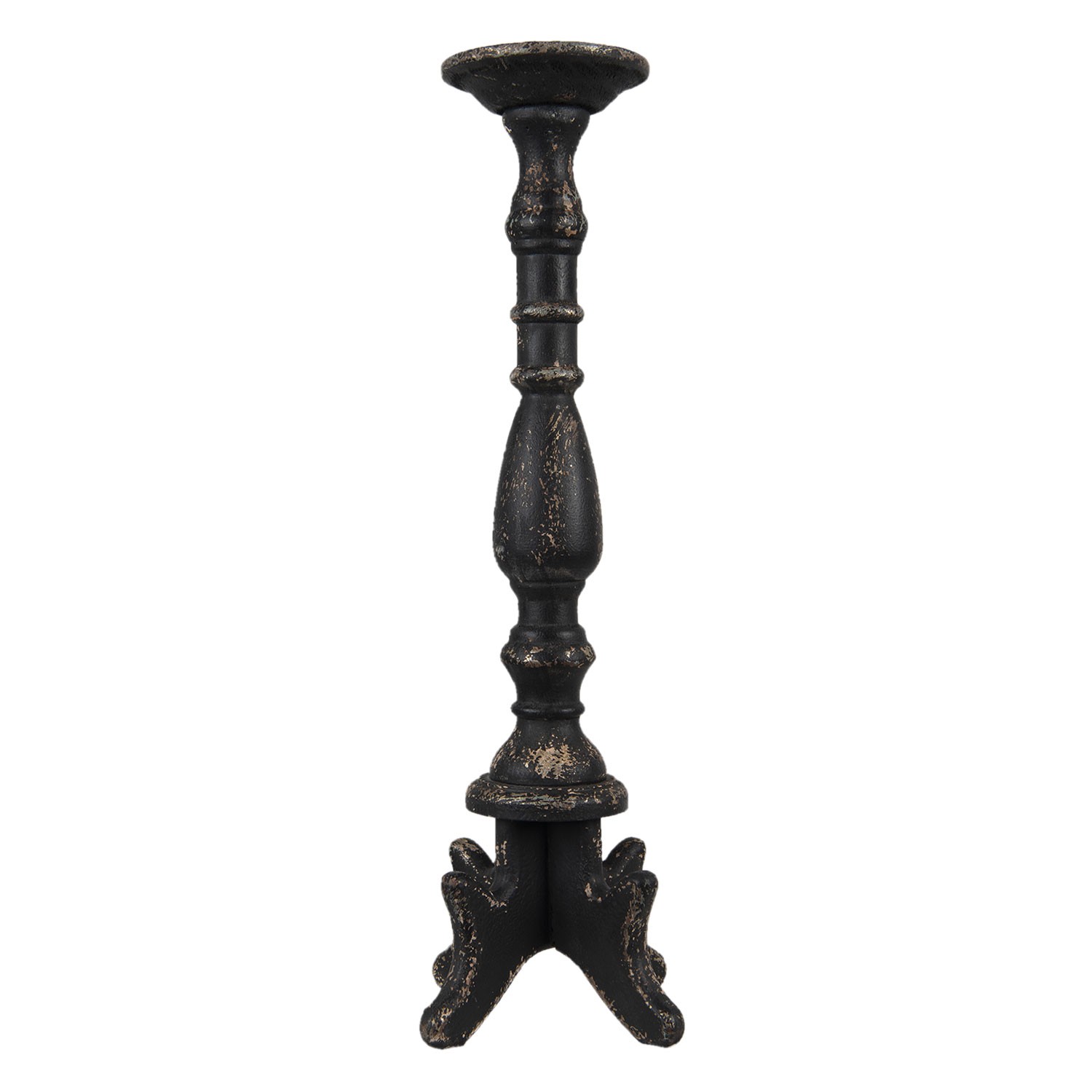 Černý antik dřevěný svícen Vien - Ø 21*60 cm Clayre & Eef Černý antik dřevěný svícen Vien - Ø 21*60 cm Clayre & Eef
