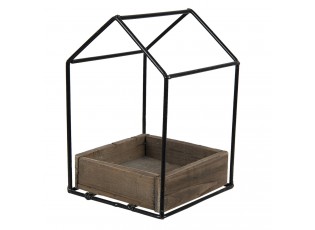 Kovová polička na květiny ve tvaru domku - 15*15*23 cm