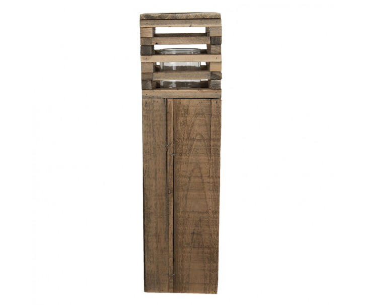 Dřevěná retro lucerna Pira - 14*14*52 cm Clayre & Eef