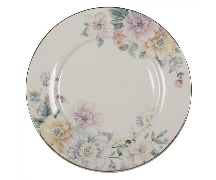 Porcelánový jídelní talířek s květinami Flowers - Ø 26*2 cm Clayre & Eef