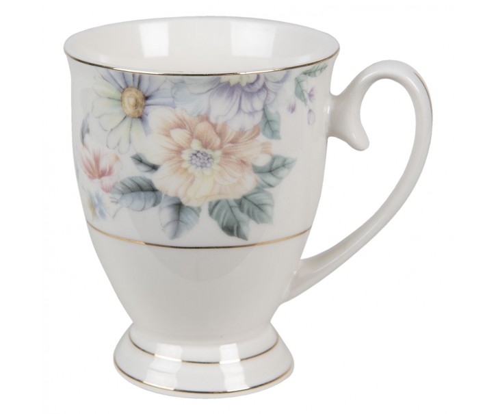 Porcelánový hrneček s květinami Flowers - 11*8*10 cm / 300 ml Clayre & Eef