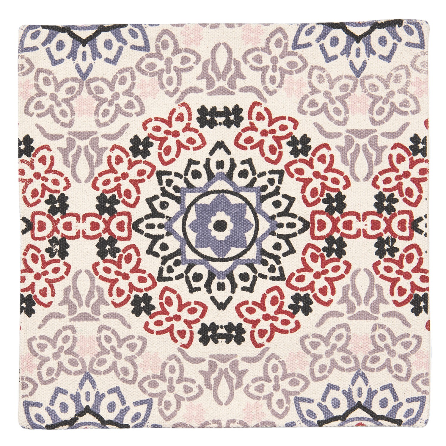 Béžový režný bavlněný povlak na polštář s barevnými ornamenty - 50*50 cm Clayre & Eef Béžový režný bavlněný povlak na polštář s barevnými ornamenty - 50*50 cm Clayre & Eef