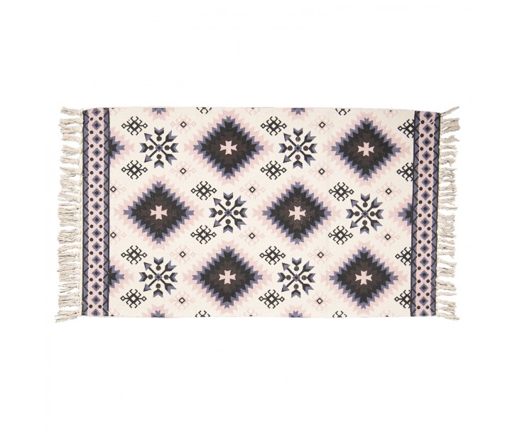 Bavlněný koberec s barevnými ornamenty a třásněmi - 140*200 cm Clayre & Eef