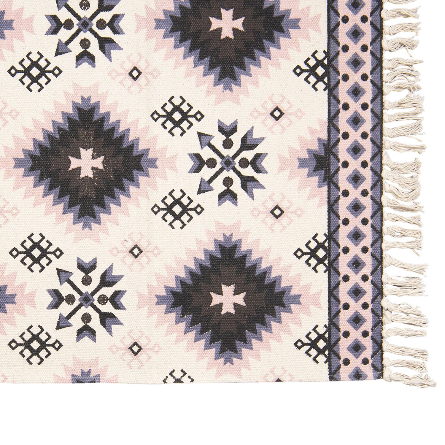 Bavlněný koberec s barevnými ornamenty a třásněmi - 140*200 cm Clayre & Eef Bavlněný koberec s barevnými ornamenty a třásněmi - 140*200 cm Clayre & Eef