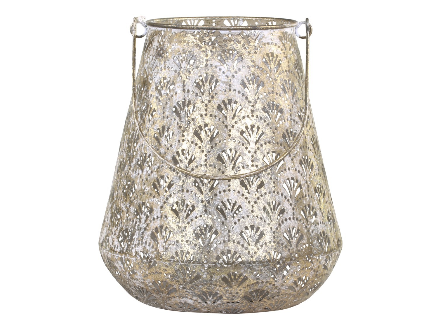 Champagne antik kovová lucerna Vireon - Ø23 *28 cm Chic Antique Champagne antik kovová lucerna Vireon - Ø23 *28 cm Chic Antique