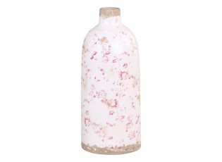 Keramická dekorační váza s růžovými kvítky Floral Cannes - Ø 11*26cm