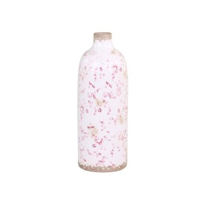 Keramická dekorační váza s růžovými kvítky Floral - Ø 11*31cm