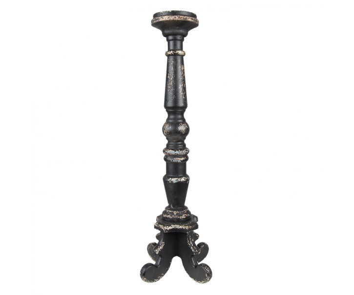 Černý antik dřevěný svícen - Ø 16*65 cm Clayre & Eef