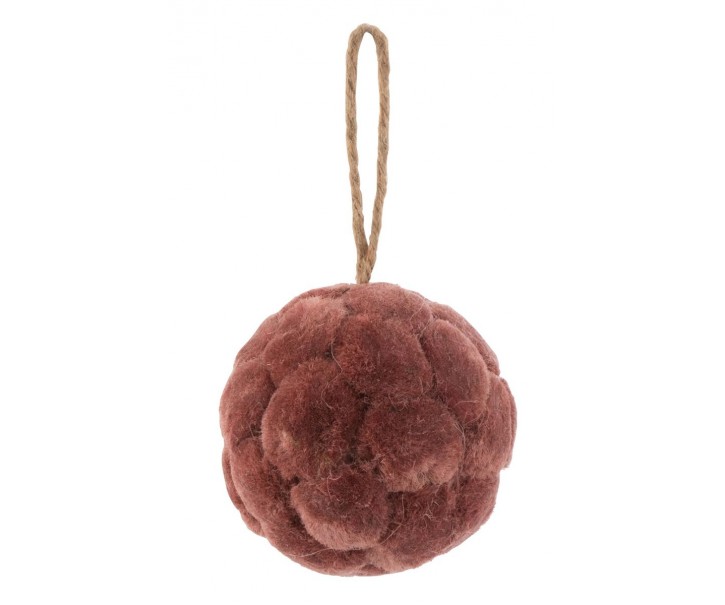 Růžová antik mechová ozdoba koule Diamond - Ø 8cm J-Line by Jolipa