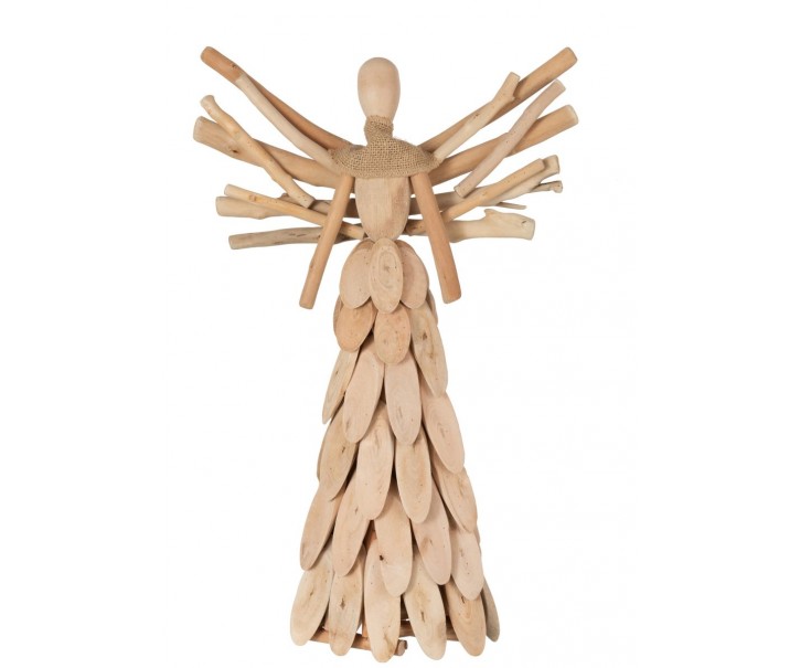 Přírodní dřevěný anděl z větviček se šátkem Scarf branches - 30*10*49cm J-Line by Jolipa