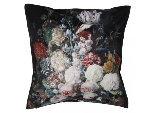 Černý povlak na polštář s květy - 45*45 cm