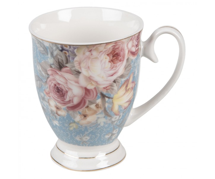 Porcelánový hrnek se zlatou linkou Peony Rosé - 11*8*10 cm / 300 ml Clayre & Eef