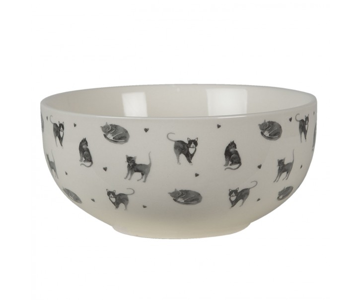 Béžová porcelánová miska Cat and Kittens – Ø14*7 cm / 500 ml Clayre & Eef