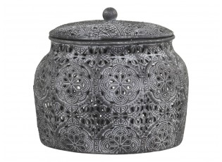 Zinková kovová vintage dóza Vire zinc s víkem - Ø15*13 cm