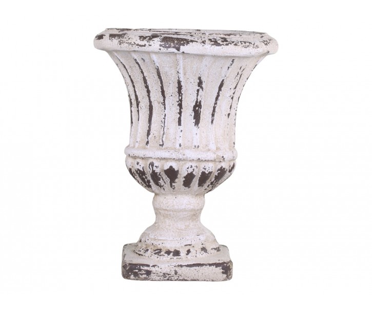 Krémový antik obal na květináč/ váza s patinou - Ø 32*42cm Chic Antique