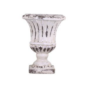 Krémový antik obal na květináč/ váza s patinou - Ø 32*42cm