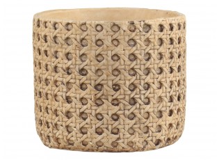 Hnědý obal na květináč s proutěným vzorem Corte - Ø 13,5*11,5cm