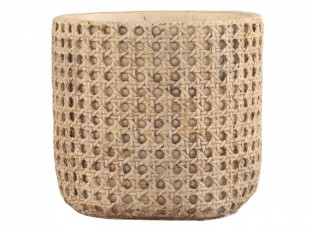 Hnědý obal na květináč s proutěným vzorem Corte - Ø 18*17cm