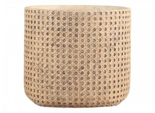 Hnědý obal na květináč s proutěným vzorem Corte - Ø 26*24cm