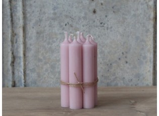 Růžová úzká krátká svíčka Short dinner rose - Ø 2 *11cm / 4.5h