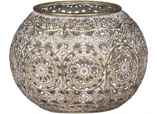 Bronzový antik kovový vintage svícen Vire s patinou - Ø 11*9 cm