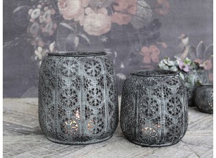 Zinkový kovový vintage svícen Vire zinc - Ø 12*12 cm