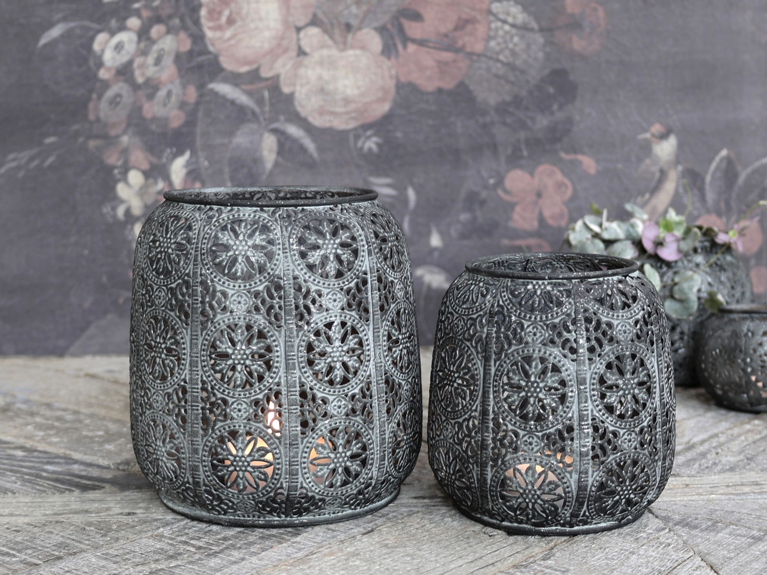 Zinkový kovový vintage svícen Vire zinc - Ø 12*12 cm Chic Antique Zinkový kovový vintage svícen Vire zinc - Ø 12*12 cm Chic Antique
