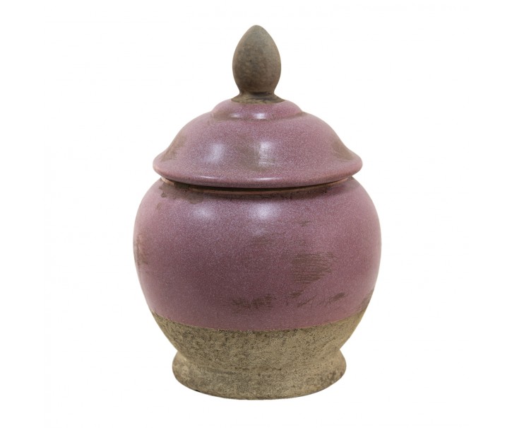 Růžovo-béžová keramická dóza Pinae - Ø 19*26 cm Clayre & Eef