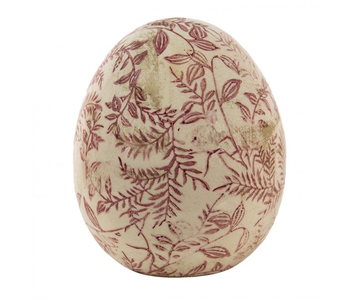 Keramické dekorační vajíčko s květy Roset - Ø14*16 cm Clayre & Eef