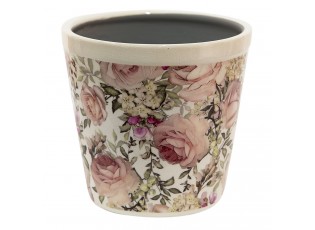 Keramický obal na květináč s růžemi Rosien M - Ø15*14 cm