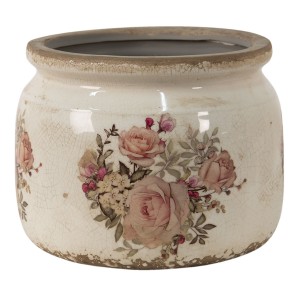 Keramický obal na květináč s růžemi Rosien - Ø20*15 cm