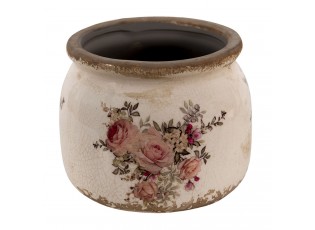 Keramický obal na květináč s růžemi Rosien - Ø10*9 cm