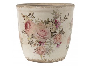 Keramický obal na květináč s růžemi Rosien M - Ø12*12 cm