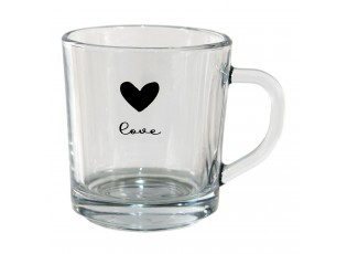 Skleněný hrneček Love - 11*8*9 cm / 250 ml
